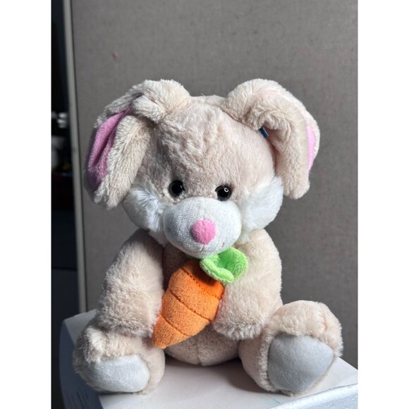 Animal Adventure Easter Bunny Rabbit Holding Carrot Tan 8” Stuffed Animal Plush - Picture 3 of 3
